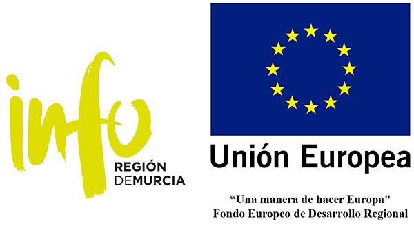 Imagen de la bandera de la U.E. y la Comunidad Autónoma de la Región de Murcia